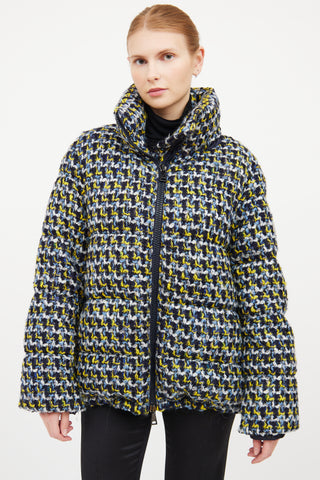 Moncler Blue 
Multi Woven Puffer Jacket