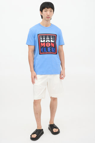 Moncler Blue 
Multicolour Box Logo Graphic T-Shirt