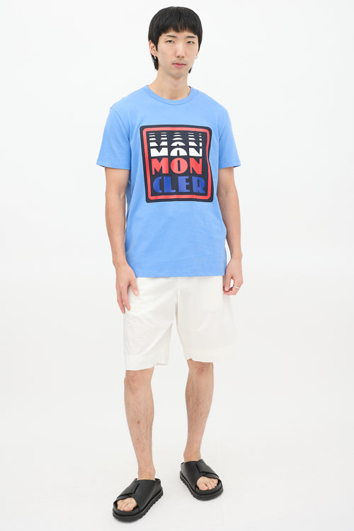 Moncler Blue 
Multicolour Box Logo Graphic T-Shirt