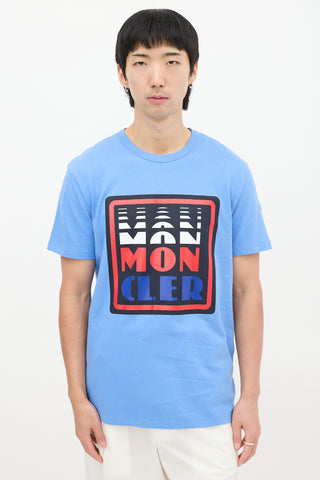 Moncler Blue 
Multicolour Box Logo Graphic T-Shirt