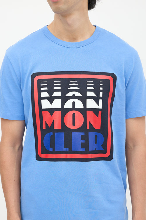 Moncler Blue 
Multicolour Box Logo Graphic T-Shirt