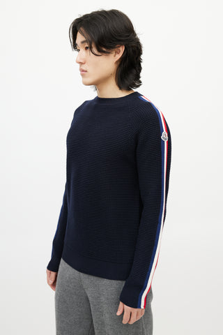 Moncler Blue 
Multicolour Wool Striped Knit Sweater