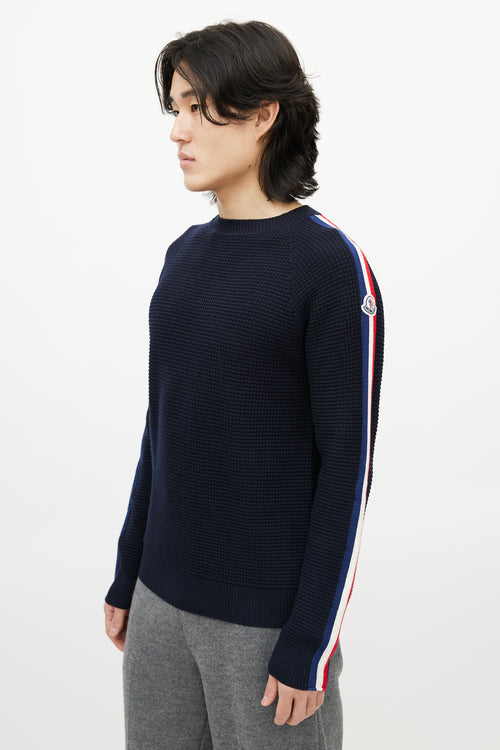 Moncler Blue 
Multicolour Wool Striped Knit Sweater