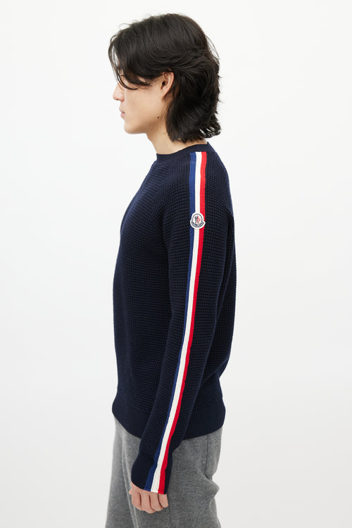 Moncler Blue 
Multicolour Wool Striped Knit Sweater