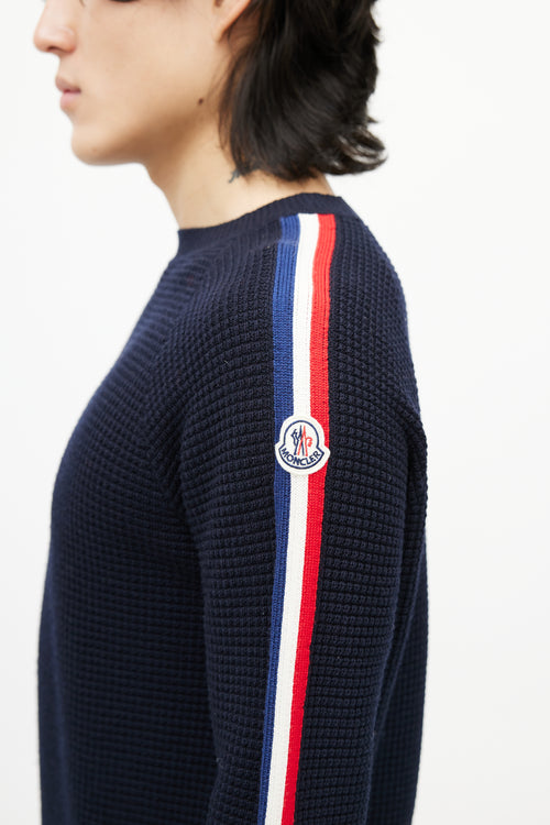 Moncler Blue 
Multicolour Wool Striped Knit Sweater