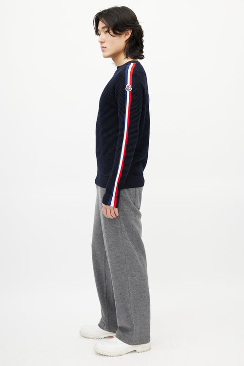 Moncler Blue 
Multicolour Wool Striped Knit Sweater