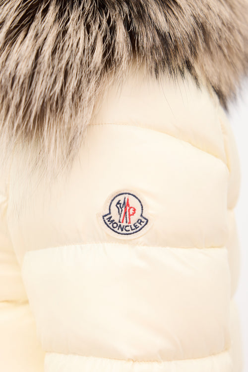 Moncler Cream Down 
Fur Trim Gelinotte Puffer Jacket