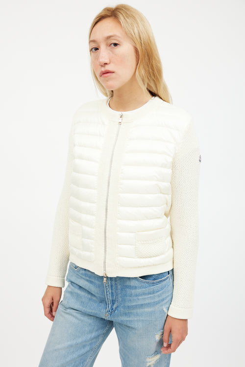 Moncler Cream Down Knit Jacket