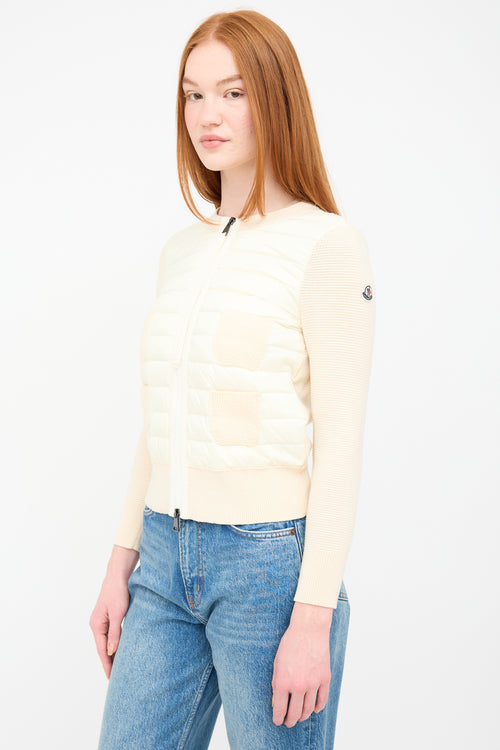 Moncler Cream Down Padded Wool Cardigan