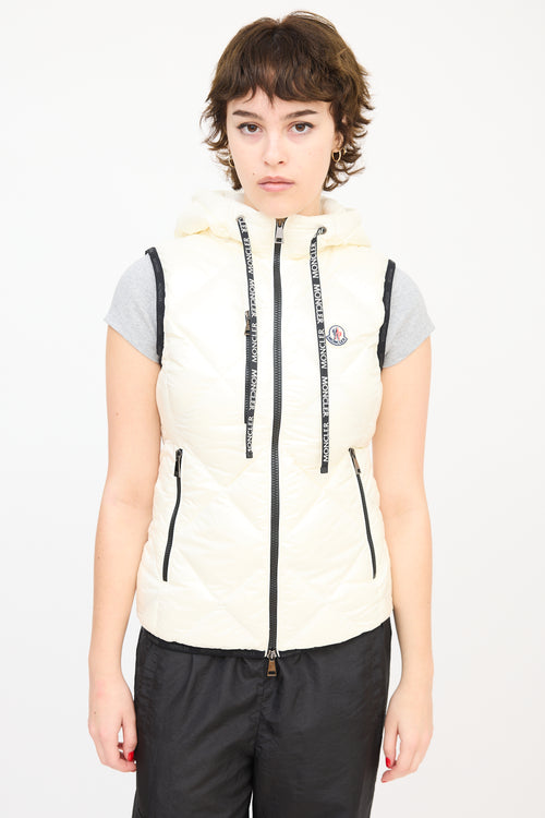 Moncler Cream Quilted Sucrex Logo Trim Puffer Vest