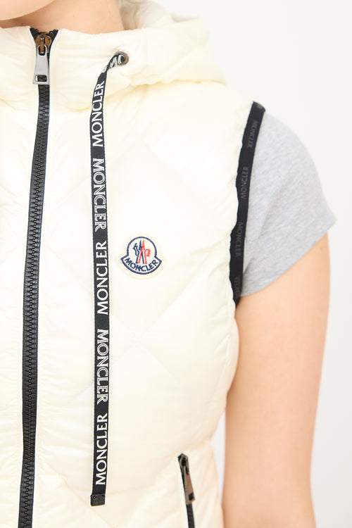 Moncler Cream Quilted Sucrex Logo Trim Puffer Vest