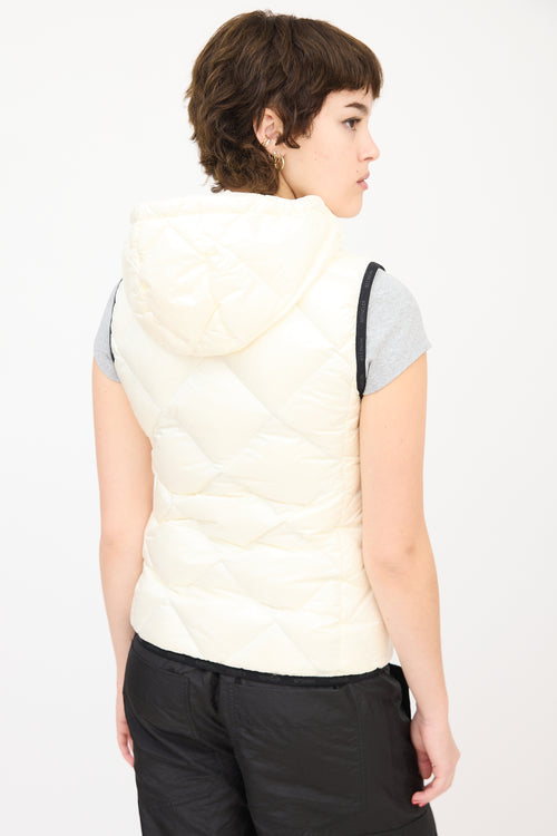 Moncler Cream Quilted Sucrex Logo Trim Puffer Vest