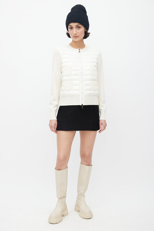 Moncler Cream Tricot Down Cardigan