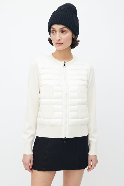 Moncler Cream Tricot Down Cardigan