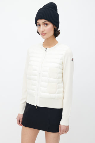 Moncler Cream Tricot Down Cardigan