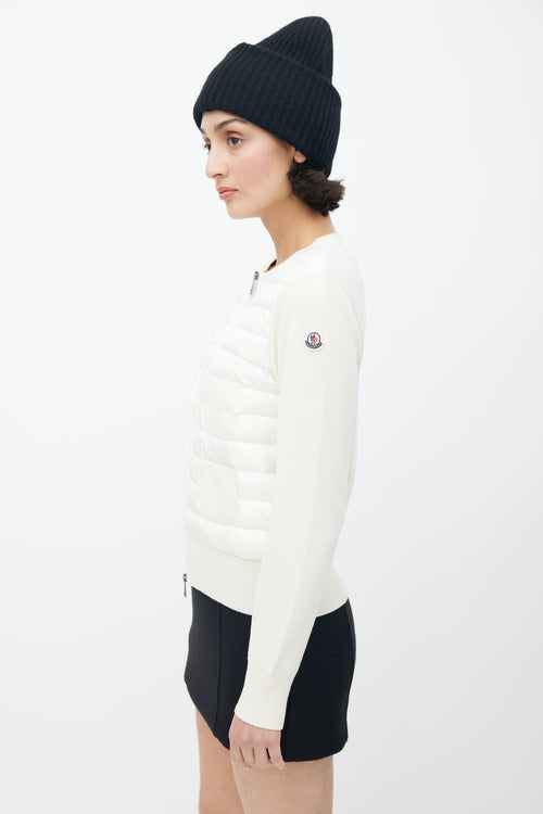 Moncler Cream Tricot Down Cardigan