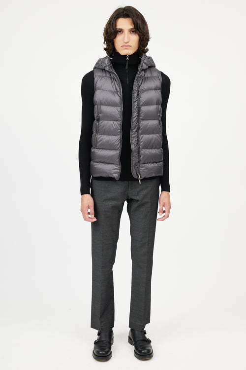 Moncler Dark Grey Down Hooded Vest