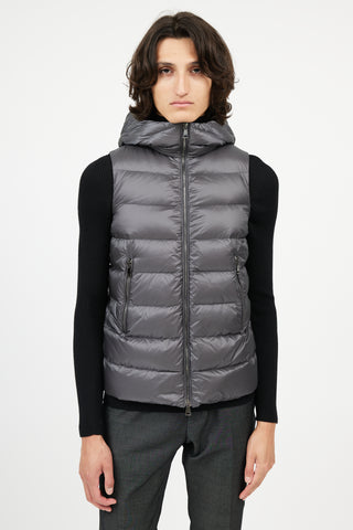 Moncler Dark Grey Down Hooded Vest