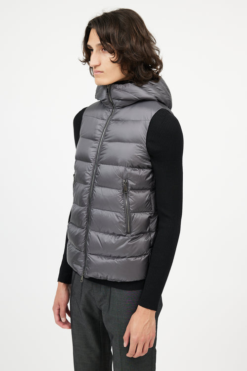 Moncler Dark Grey Down Hooded Vest