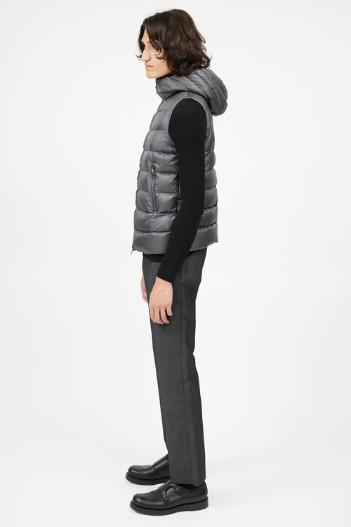 Moncler Dark Grey Down Hooded Vest