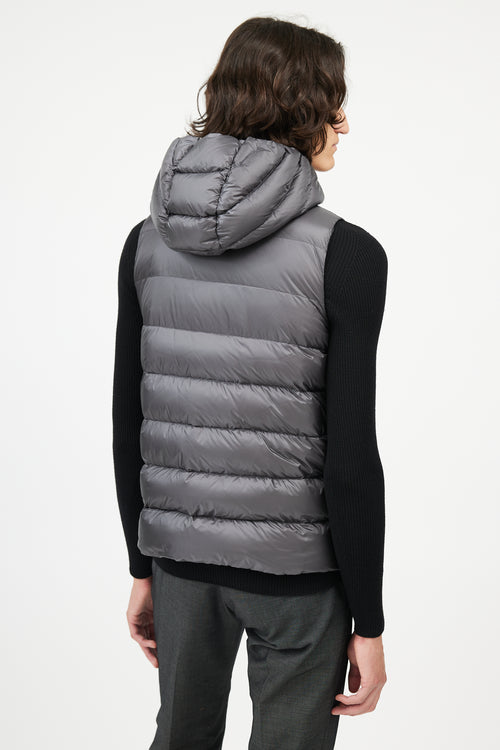 Moncler Dark Grey Down Hooded Vest