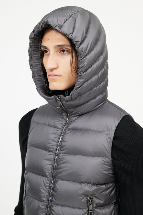 Moncler Dark Grey Down Hooded Vest