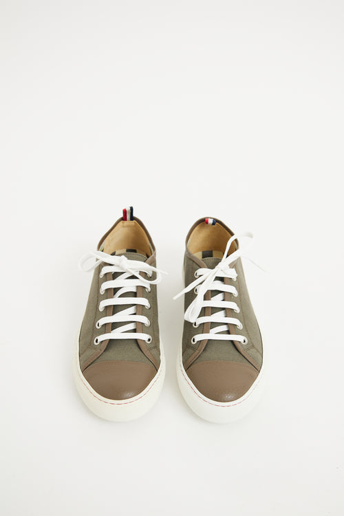 Moncler Green Canvas Gamma  Sneaker