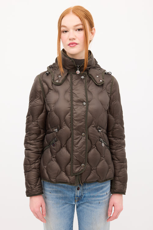 Moncler Green Down 
Nylon Marmotte Puffer Jacket