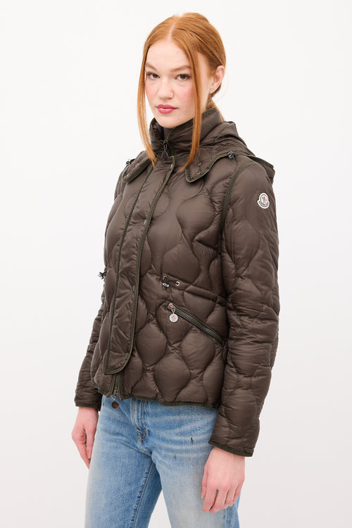 Moncler Green Down 
Nylon Marmotte Puffer Jacket