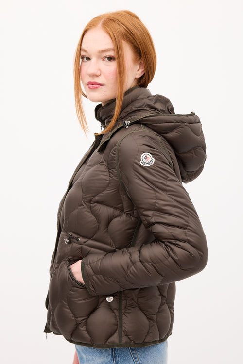 Moncler Green Down 
Nylon Marmotte Puffer Jacket