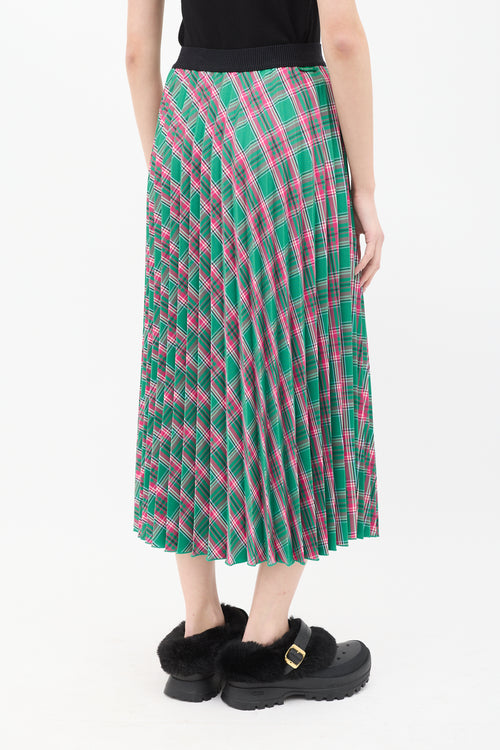 Moncler Green 
Pink Check Pleated Skirt