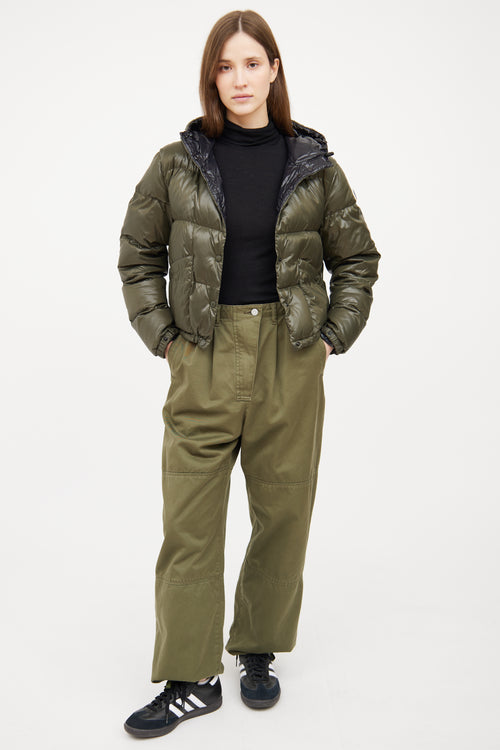 Moncler Green Bardanette Crop Puffer Jacket