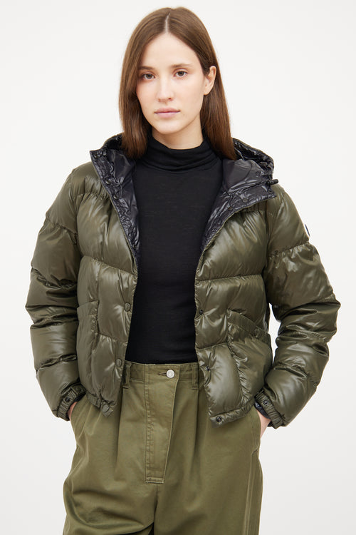 Moncler Green Bardanette Crop Puffer Jacket