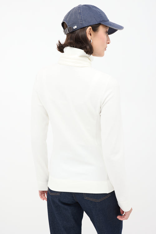 Moncler Grenoble White Fleece Zip Turtleneck Sweater