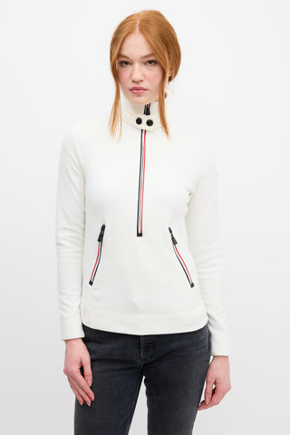 Moncler Grenoble White Maglia Lupetto Con Zip Sweater