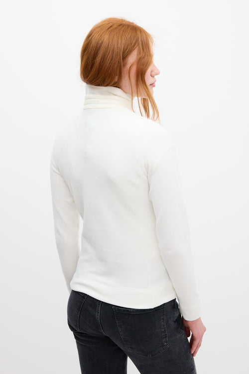 Moncler Grenoble White Maglia Lupetto Con Zip Sweater