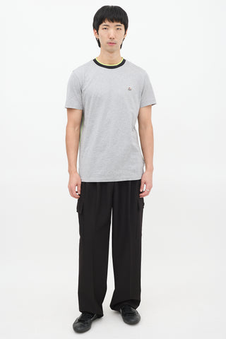 Moncler Grey Contrast Stitch Patch Logo T-Shirt