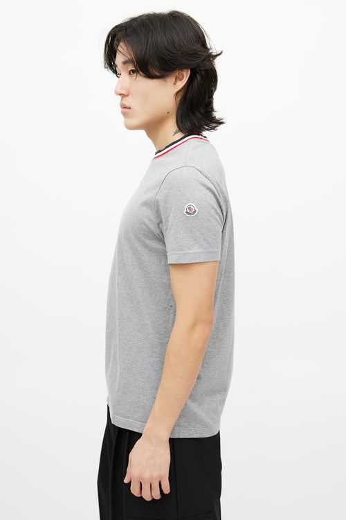 Moncler Grey 
Multicolour Striped Collar T-Shirt