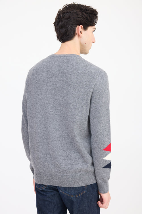 Moncler Grey 
Multicolour Wool Geometric Knit Sweater