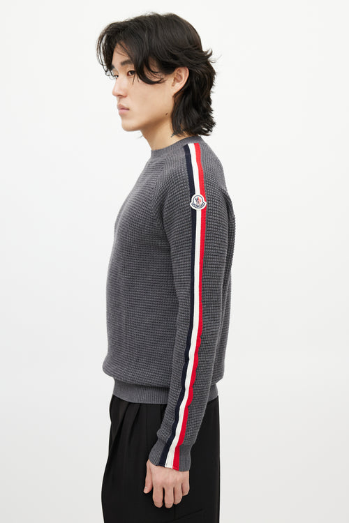 Moncler Grey 
Multicolour Wool Striped Knit Sweater