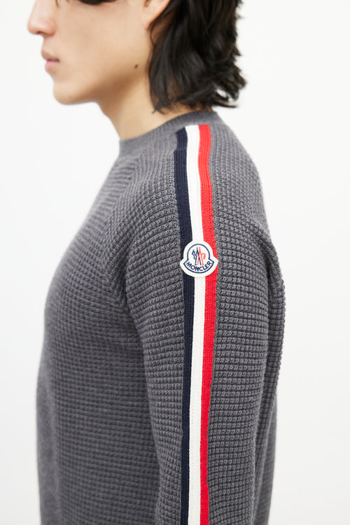 Moncler Grey 
Multicolour Wool Striped Knit Sweater