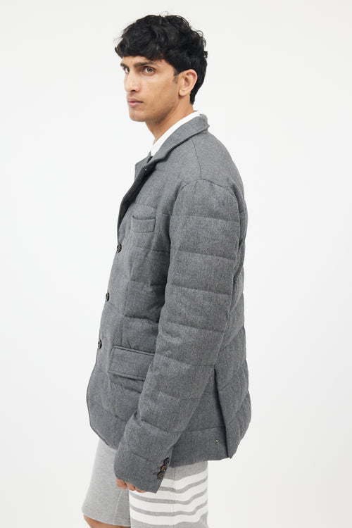 Moncler Grey Wool Down Puffer Jacket