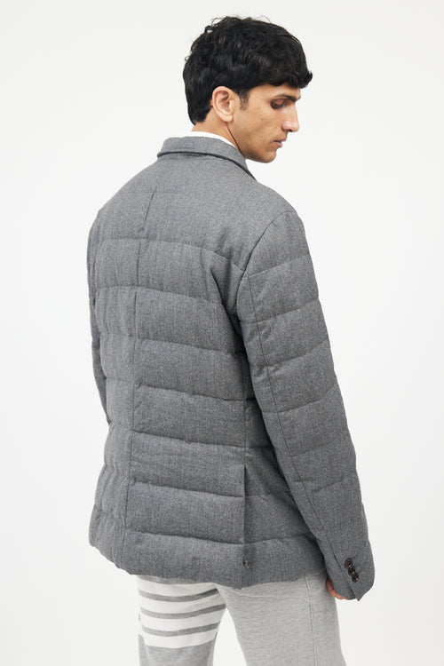 Moncler Grey Wool Down Puffer Jacket