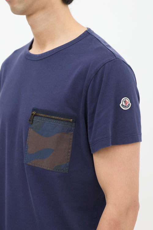 Moncler Navy Camouflage Pocket T-Shirt