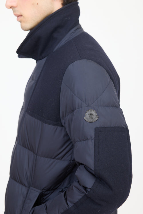 Moncler Navy Clovis Down Panelled Jacket