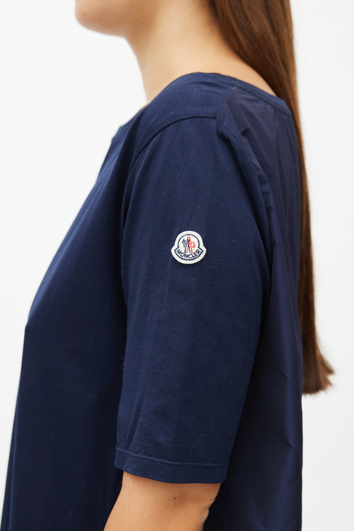 Moncler Navy Cotton 
Nylon Ruffle Dress