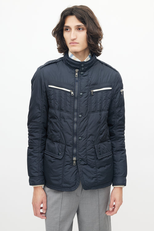 Moncler Navy 
Cream Blum Down Jacket