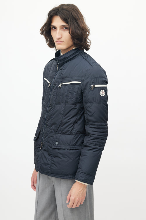 Moncler Navy 
Cream Blum Down Jacket