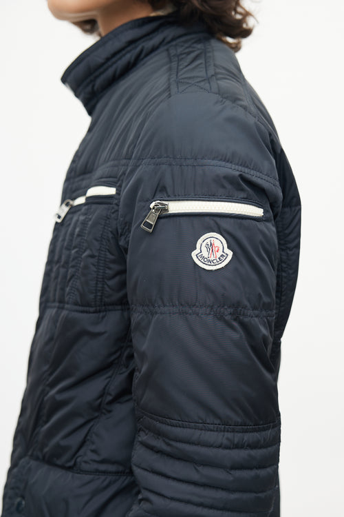 Moncler Navy 
Cream Blum Down Jacket