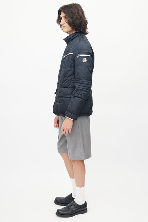 Moncler Navy 
Cream Blum Down Jacket